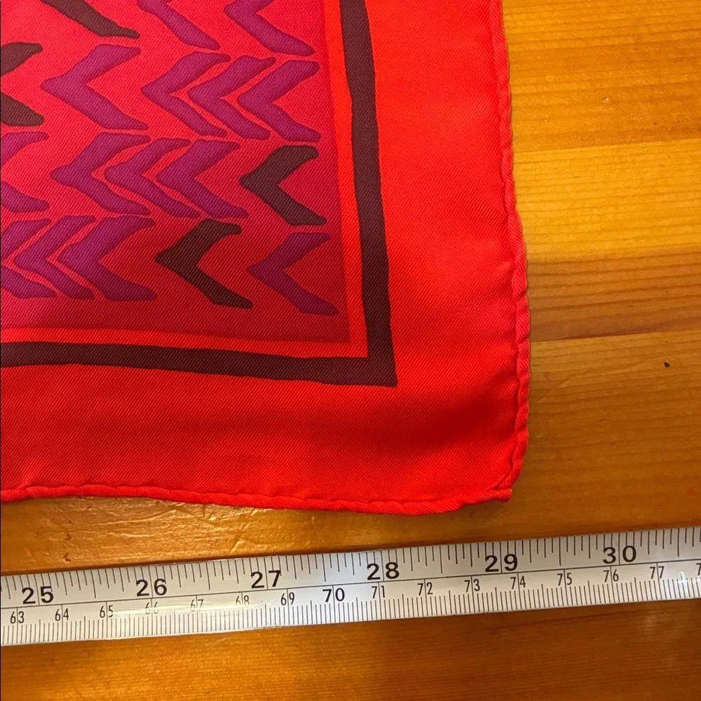 Vintage Christian Dior Silk Vibrant Red and Pink Patterned Scarf